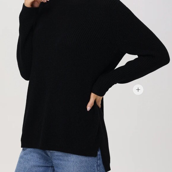 525 AMERICA Emma 100% Cotton Crewneck Shaker Stitch Sweater Black XS - Picture 4 of 6